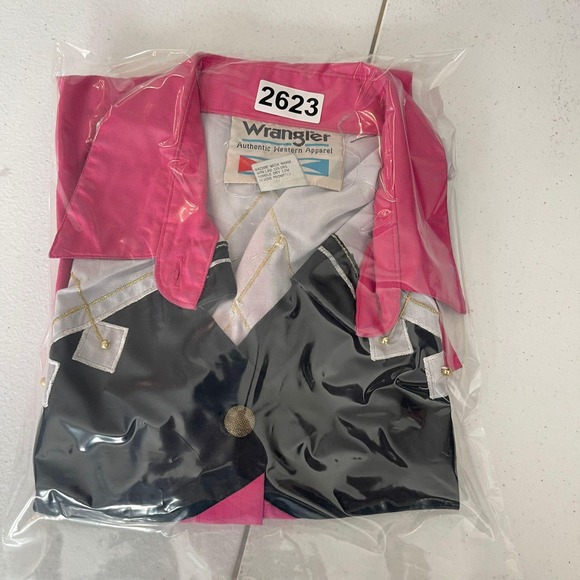 VTG Wrangler Western Pink Black Embellished Long Sleeve‎ button up cowgirl rodeo - Picture 7 of 7